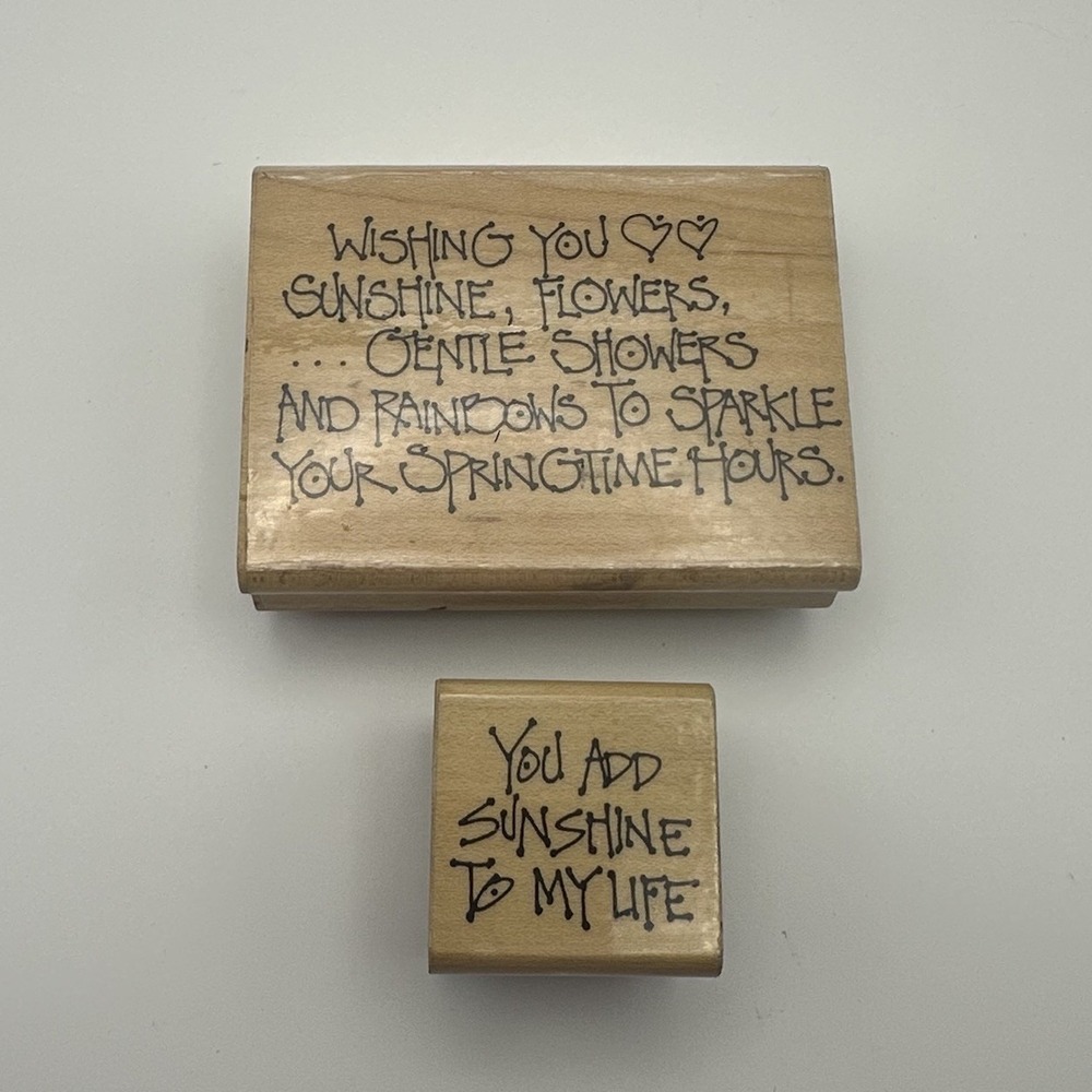 Annette Allen Watkins G1011 B1165 Sunshine Spring Wishes Wood Rubber Stamp Lot 2
